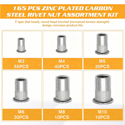 🔩 Knurled Rivet Nut Assortment Kit