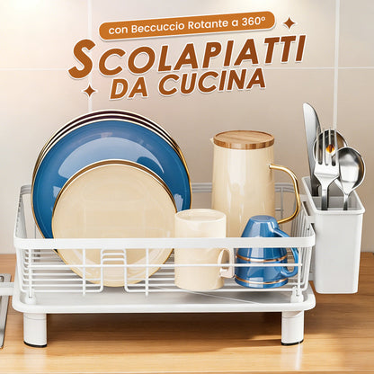 Scolapiatti da Cucina con Beccuccio Rotante a 360°