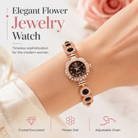 ⌚️Women's Elegant Rhinestone Floral Bezel Watch