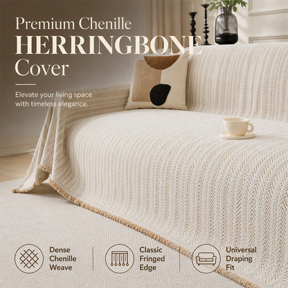 Premium Chenille Herringbone Sofa Throw Cover