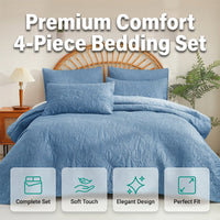 Solid Color 100% Cotton Bedding 4-Piece Set