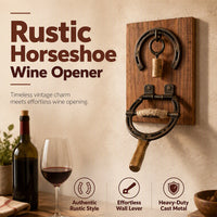 Vintage Wall-Mounted Horseshoe Wine Opener – Stylish, Decorative & Labor-Saving – Rustic Iron Design for Home Bar & Patio 🥂