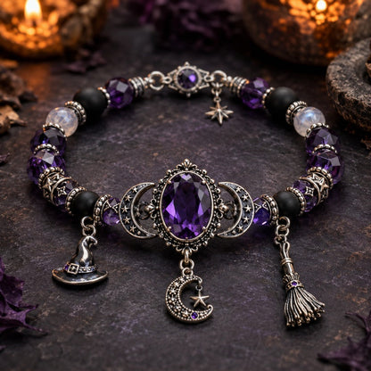 Gothic Purple Rhinestone Halloween Bracelet