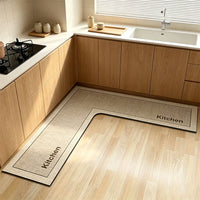 💧 Quick-Dry Kitchen Mat – L-shape diatomite, absorbs water & oil, non-slip. Keeps kitchen dry & safe! 🛡️✅