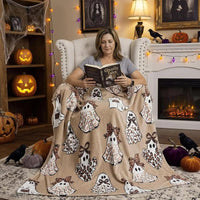 👻Halloween Ghost Print Cozy Throw Blanket