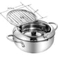 Stainless Steel Tempura Fryer Pot – Thermometer, Drain Rack, Deep‑Body ✨