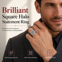📢📢50% OFF !! ⏰Elegant Sparkly Square Halo Ring