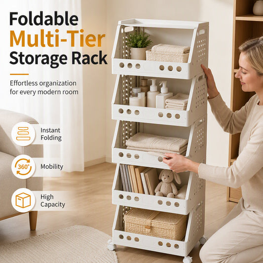 🛒 📦 Multi‑Tier Foldable Cart – Mobile, compact & multi‑room ✨