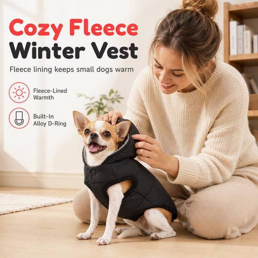 🐕 Hooded Dog Coat – Fleece‑lined, windproof & built‑in harness 🧥✨