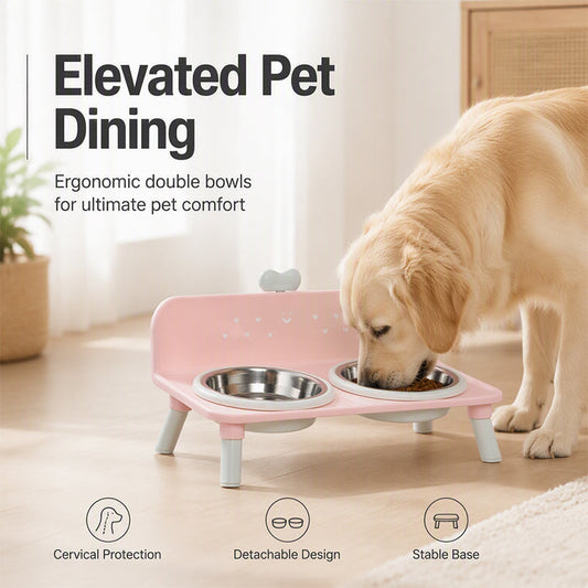 📢📢50% OFF !! ⏰Elevated Detachable Pet Double Bowls