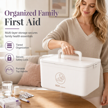 Large Medicine Storage Box – Multi-Layer Divided Compartments, Portable Family First Aid & Pill Organizer💊📦