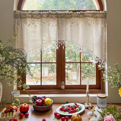 Versatile Country Style Curtain with Star Lace Trim⭐️