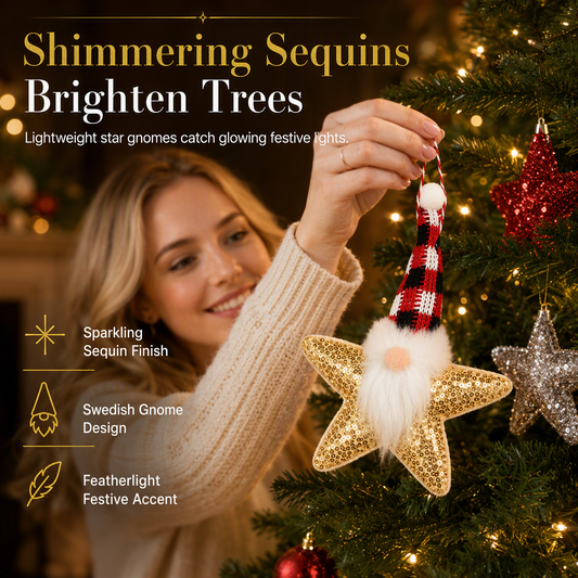🎅⭐Sequin Santa Claus and Five-Pointed Star Hanging Ornaments for Christmas Tree Home Decoration