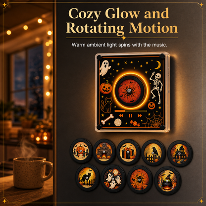 📢📢50% OFF !! ⏰ NFC Magnetic Fridge Music Box – Tap to Play, 360° Rotating LED Light 🧲