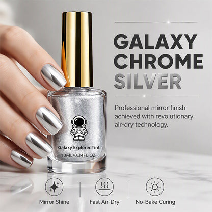 📢📢BUY 1 GET 1 FREE !! ⏰ No-Bake Nail Polish — Galaxy Chrome Silver, Quick Air-Dry, No UV Lamp