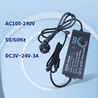 🔌 Adjustable DC Power Adapter: 3V-24V, Digital Display, Safety Protection