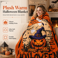 🎃Retro Halloween Skull Print Flannel Throw Blanket Cozy Warm Blanket for Home and Nap