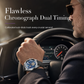 Men's Tonneau Quartz Chronograph Watch – Skeleton Flywheel Dial, Moon Phase Calendar & Silicone Strap, Stylish Men's Wristwatch⌚️