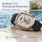 Men's Tonneau Quartz Chronograph Watch – Skeleton Flywheel Dial, Moon Phase Calendar & Silicone Strap, Stylish Men's Wristwatch⌚️