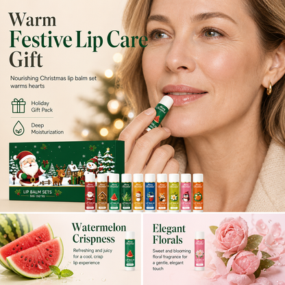 🎄 10-Piece Christmas Lip Balm Gift Set 💄🎁