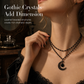 Gothic Dark Crystal Beaded Chain Necklace with Hollow Out Moon Alloy Pendant