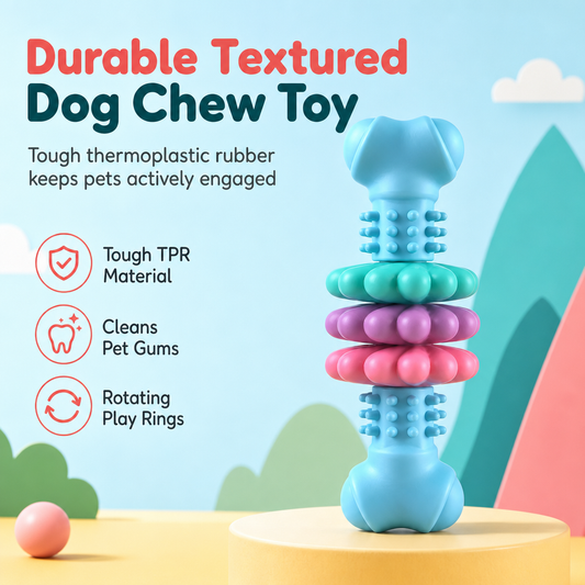 🐶 Textured TPR Dog Chew Bone | 3 Colours