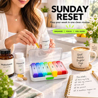 💊 Detachable Pill Organizer: 7-Day Rainbow Coding, Jumbo Capacity, Double Lock, Frosted Pods