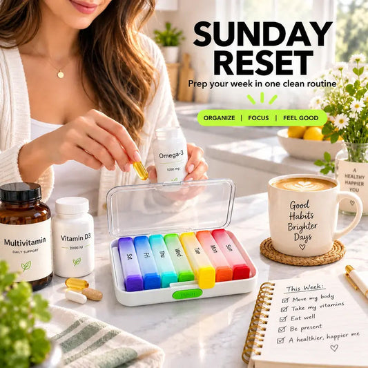 💊 Detachable Pill Organizer: 7-Day Rainbow Coding, Jumbo Capacity, Double Lock, Frosted Pods