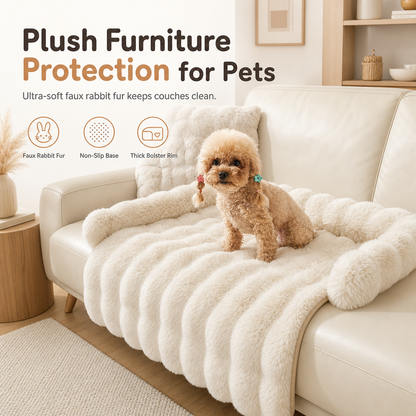 🐾 Plush Pet Furniture Protector: Faux Fur, Anti-Scratch, Non-Slip Back, Quilted
