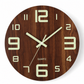 12-Inch Silent Wooden Wall Clock – Luminous Glow & MDF Wood Grain✨