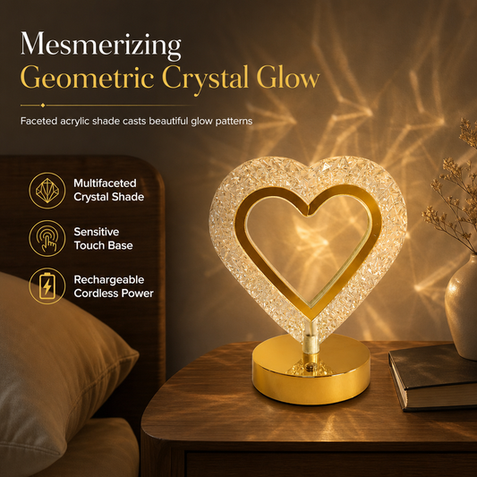 ✨ Geometric Crystal Night Light: Touch Control, 3 Colors, USB Rechargeable, Bedroom Glow