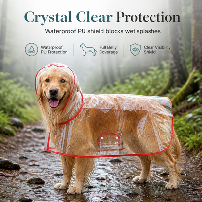 🐕 Transparent Waterproof Dog Raincoat – Keep Your Pup Dry & Visible on Rainy Walks 🌧️