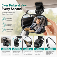 Wide Angle Convex Rearview Mirror with Suction Cup and Clip Mount Round 12.5cm Auxiliary Reversing Mirror for Electric Tricycle and Baby Observation