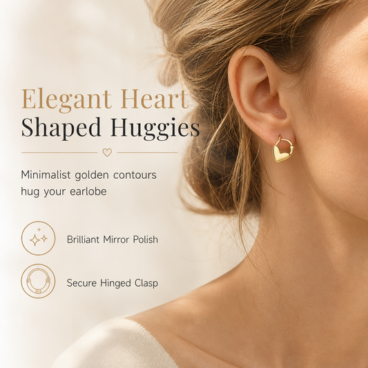💖👂Minimalist Smooth Heart Huggie Hoop Earrings for Women