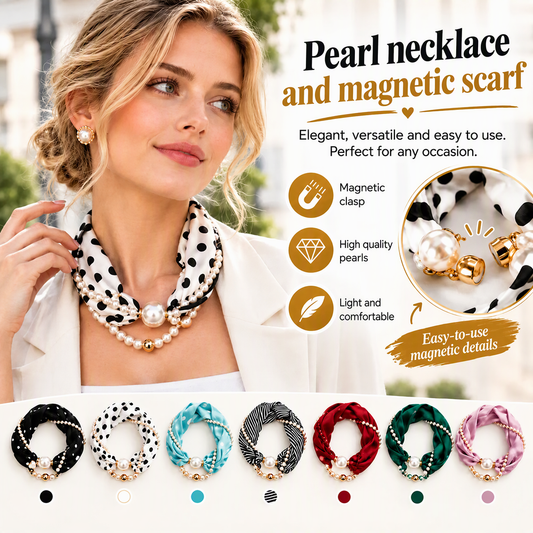 📿 50% off 🧣 Pearl Scarf Necklace – Timeless Elegance, Adjustable Bow & Piercing-Free Jewellery 🤍
