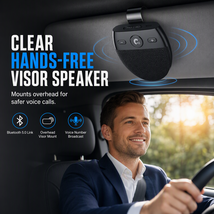 SP11 Car Sun Visor Bluetooth Hands Free Speakerphone with Vibration Activated Auto Power On A2DP Support and Caller ID Voice Prompt