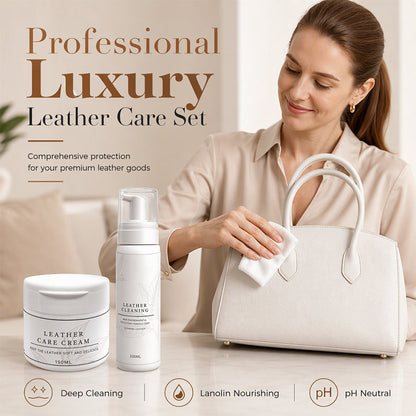 Professional Luxury Leather Cleaner and Nourishing Care Cream Set