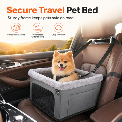 🐶🚗 Secure Travel Pet Bed – 50% OFF! Heavy-duty metal frame, waterproof Oxford fabric, safety leash – protects your dog & seats. 🛡️