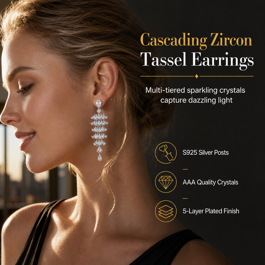 ⏳Limited-time 50% off⏰Micro Pave Zircon Fan Shaped Skirt Earrings for Women🩵👂📿