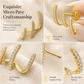 Minimalist Three Layer Curved Ear Crawler Stud Earrings with Inlaid Rhinestones