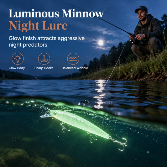 Luminous Minnow Hard Bait Artificial Lure for Night Fishing (7cm)🎣🌙✨