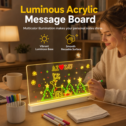 Rechargeable LED Light Up Acrylic Dry Erase Board Desktop Erasable Glowing Note Board with Stand for Message and Price Display
