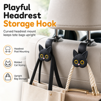 Universal Cartoon Cat Car Seat Headrest Hook Backseat Organizer Hanger for Vehicle Storage