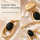 Vintage Brushed Gold and Black Gemstone and Earring Set Elegant Choker Jewelry Set for Banquets and Parties