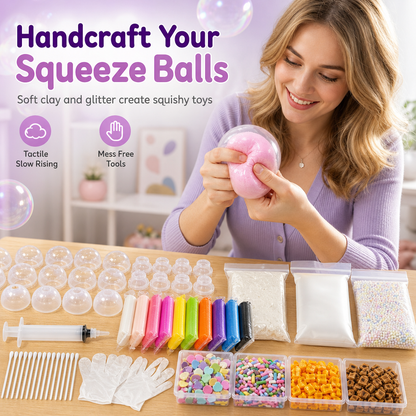 🧪DIY Squeeze Ball Making Kit – mix colorful clay & sparkling fillers, leak-proof slow-rising fun. No-mess craft for kids! 🎨✅