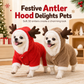 Warm Thickened Flannel Pet Jumpsuit Four Legged Christmas Reindeer Dog Clothes with Button Closure for Small Dogs and Cats