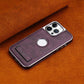 Invisible stand phone case with electroplated bezel and leather protector